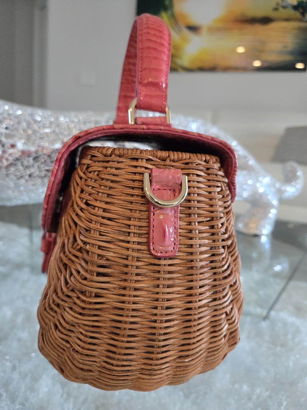 Brahmin RARE Maisie Wicker Genuine Leather Satchel NWT - Picture 3 of 13